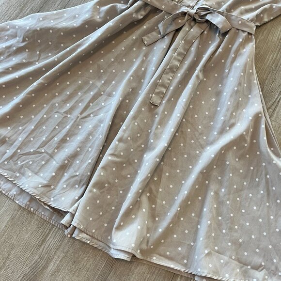 Womens Larry Levine Cream/Khaki Polka Dot Dress - L - Picture 4 of 6